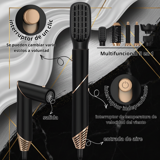 Moldeador 6 en 1 Air Styler: Secador, Voluminizador y Rizador